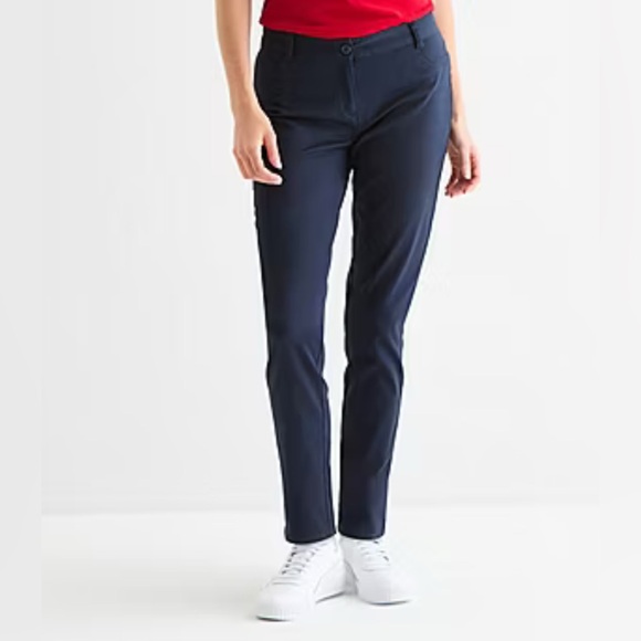 IZOD Womens Juniors Skinny Flat Front Pant in su navy size 0 - Picture 4 of 5